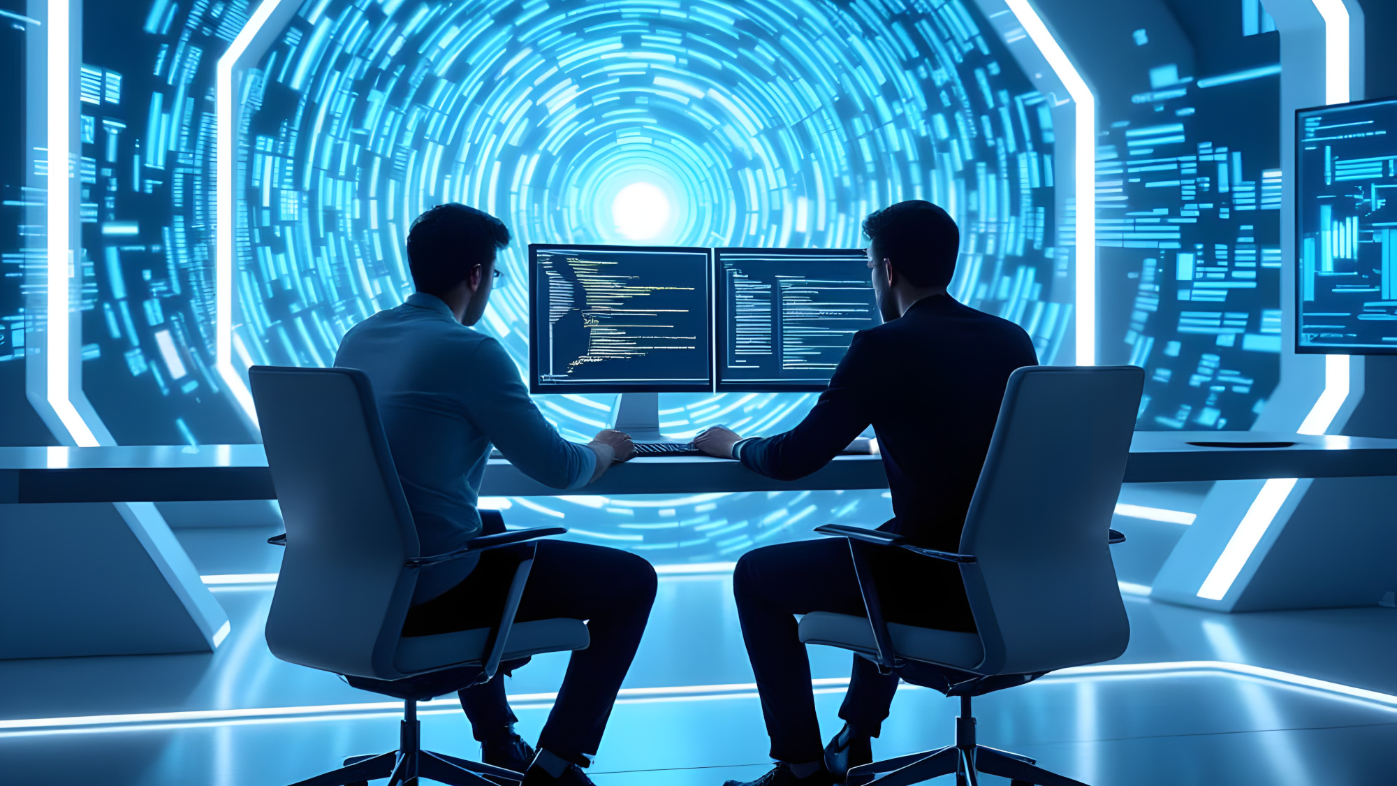 Futuristic coding studio